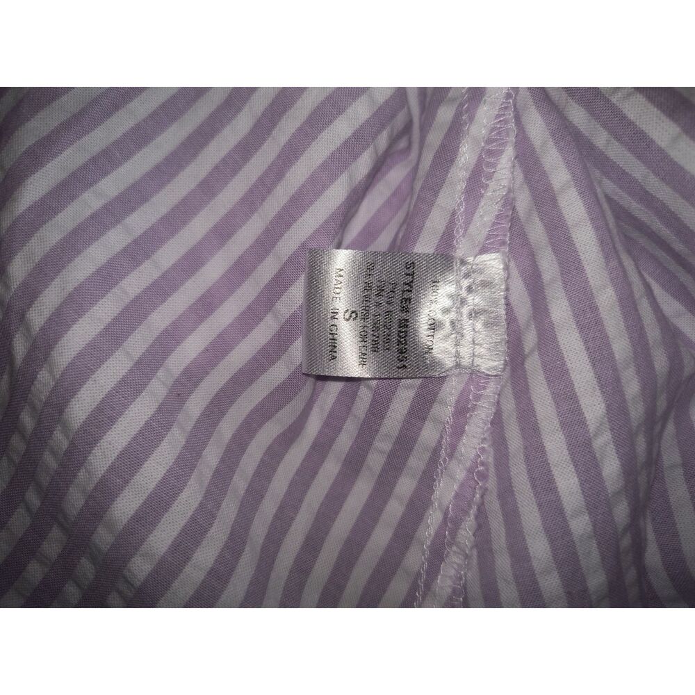 Size S, NWOT, Purple & White Tie Front Maxi Dress | Cotton Coastal Preppy Flare - Picture 8 of 8